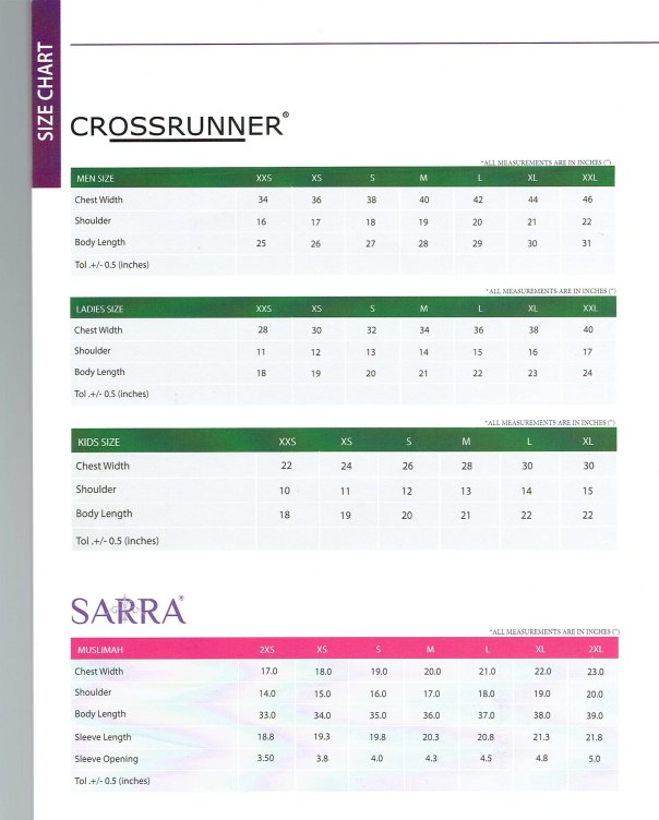 Saiz baju GILDAN 2016