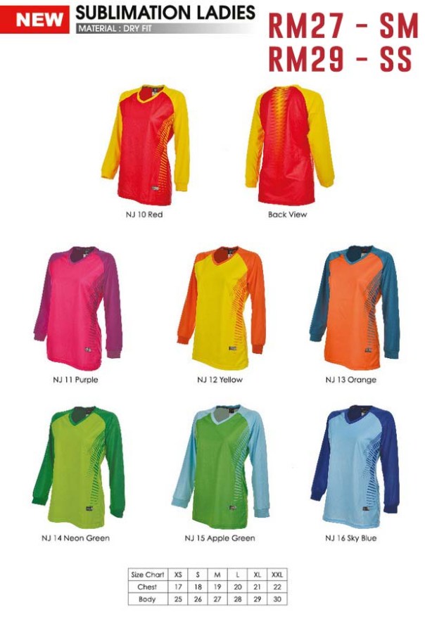 baju lengan panjang jersi perempuan arorasport