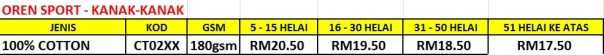 Senarai Harga I AM Oren Sport Kanak2
