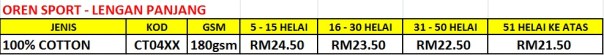 Senarai Harga I AM Oren Sport Lengan Panjang