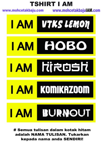 Contoh TShirt I AM 5